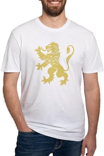 CafePress Gold Rampant Lion Fitted T Shirt Men's Semi-Fitted Classic Cotton T-Shirt - White