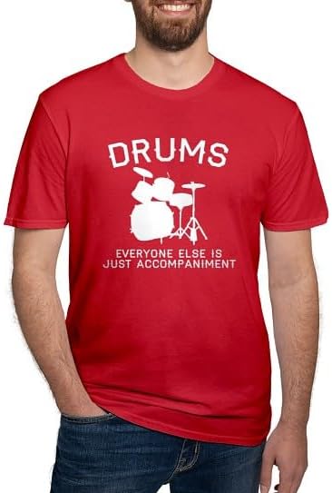 CafePress Drums Men's Fitted T Shirt (Dark) Men's Semi-Fitted Classic Cotton T-Shirt - Red