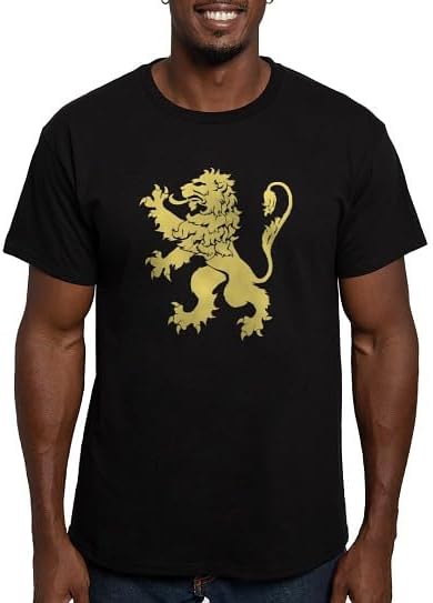 CafePress Gold Rampant Lion Fitted T Shirt Men's Semi-Fitted Classic Cotton T-Shirt - Black