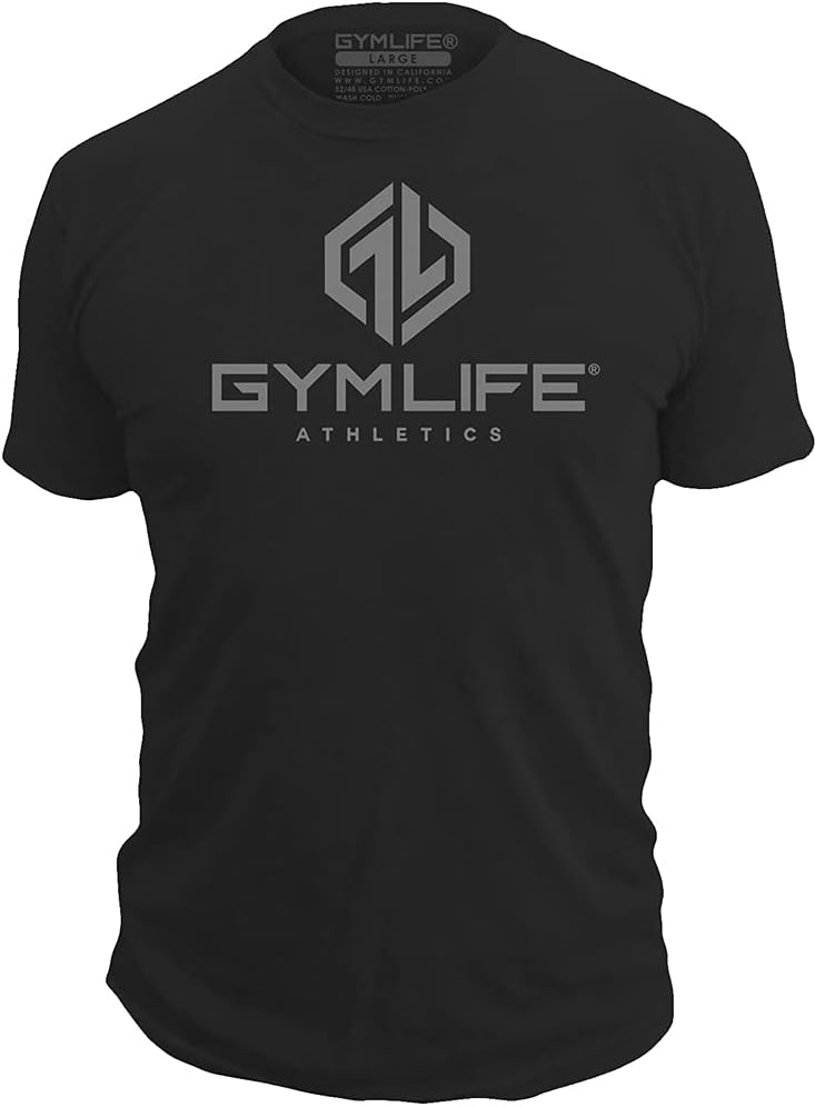 GYM LIFE Men's Power Up Athletic Performance Short Sleeve Workout T-Shirt, Black - Black