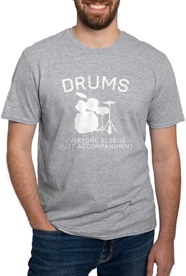 CafePress Drums Men's Fitted T Shirt (Dark) Men's Semi-Fitted Classic Cotton T-Shirt - Heather Gray