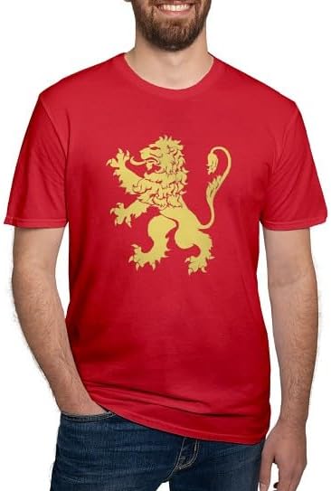 CafePress Gold Rampant Lion Fitted T Shirt Men's Semi-Fitted Classic Cotton T-Shirt - Red