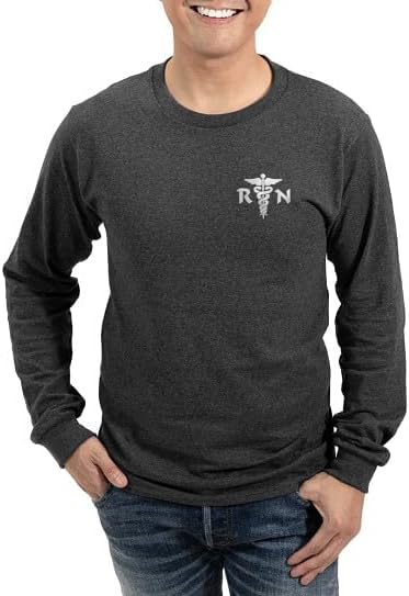 CafePress RN Medical Symbol Long Sleeve Dark T Shirt Unisex Cotton Long Sleeve T-Shirt - Charcoal