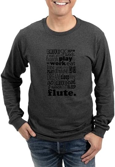 CafePress Flute Life Long Sleeve T Shirt Unisex Cotton Long Sleeve T-Shirt - Charcoal