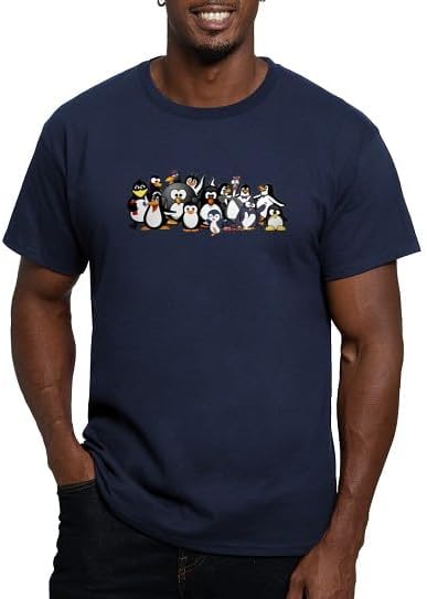 CafePress Penguins Men's Classic T Shirt Men's Semi-Fitted Classic Cotton T-Shirt - Navy