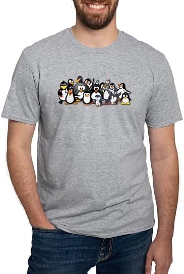 CafePress Penguins Men's Classic T Shirt Men's Semi-Fitted Classic Cotton T-Shirt - Heather Gray