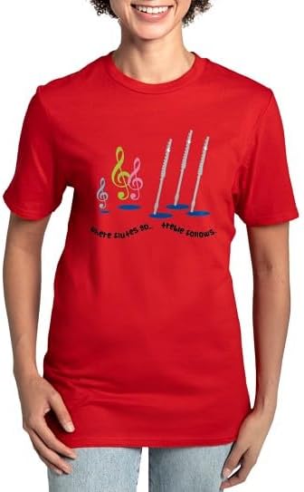 CafePress Where Flutes Go Treble FOL Women's Classic T Shirt Women's Relaxed Fit Classic Cotton T-Shirt - Red
