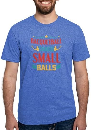 CafePress Racquetball Takes Small Balls Racquetball T Shirt Men's Deluxe Tri-Blend T-Shirt - Heather Blue