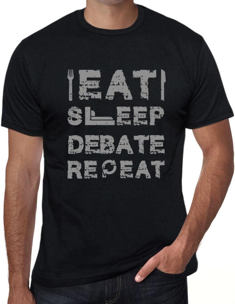 Men's Graphic T-Shirt Eat Sleep Debate Repeat Eco-Friendly Limited Edition Short Sleeve Tee-Shirt Vintage Birthday Gift
