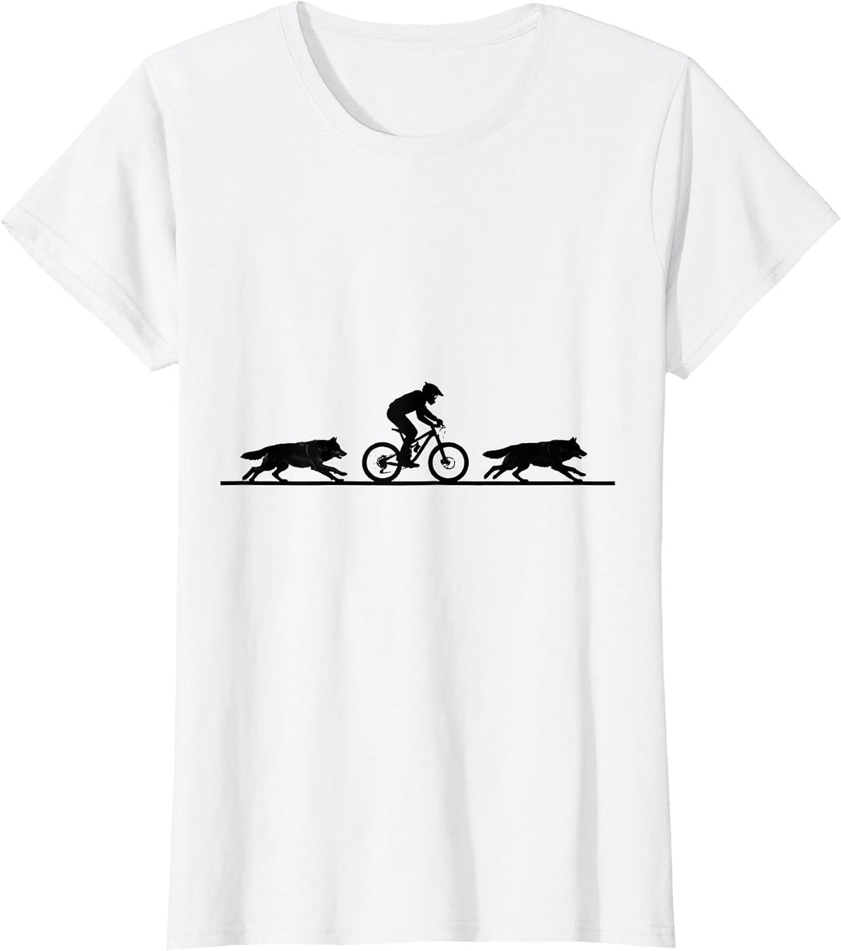 Women's Wolf Pack Mountain Biker Cycling Graphic T-Shirt - White