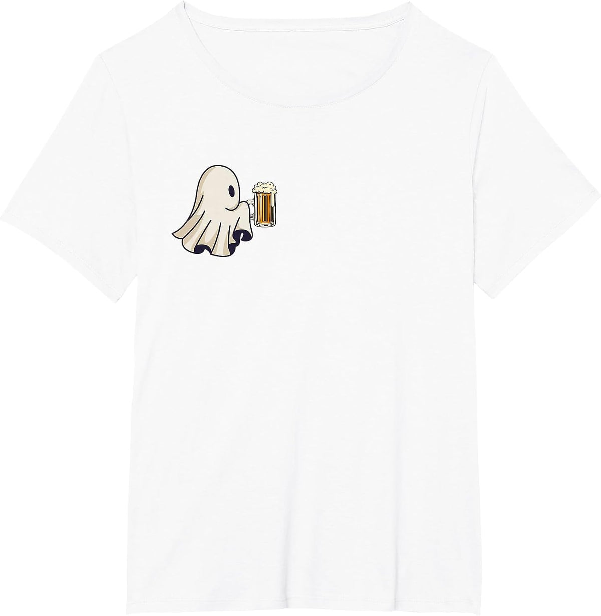 Little Ghost Drinking Beer Funny Halloween Costume Men Women T-Shirt - White