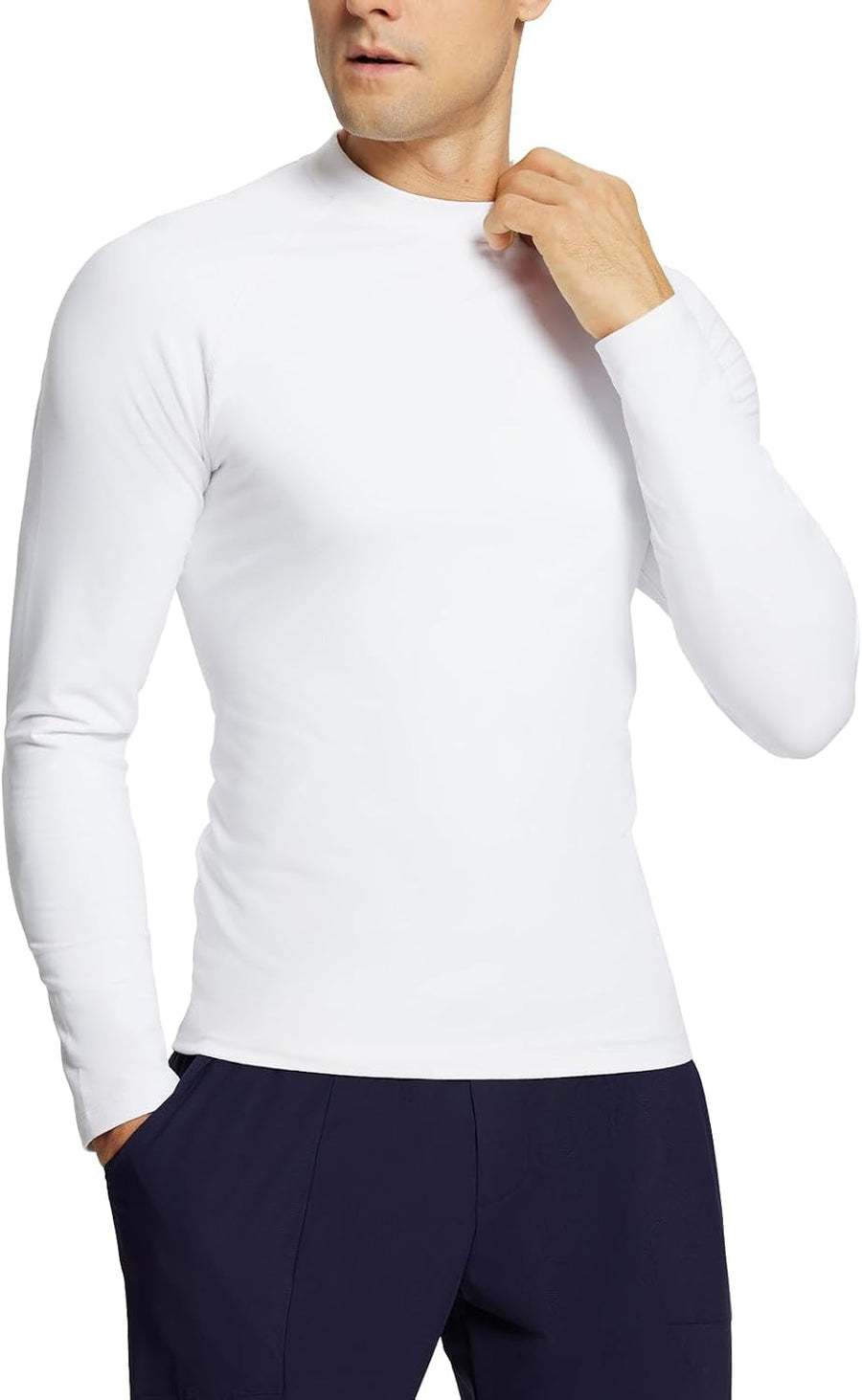 baleaf Men's Fleece Thermal Long Sleeve Shirt Cold Weather Running Workout - White