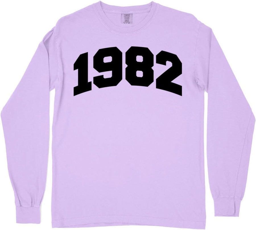 1982 Collegiate Comfort Colors Long Sleeve Tee Unisex - Orchid