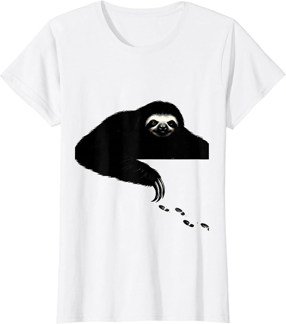 Sloth Silhouette Funny Lazy Animal Lover Gift T-Shirt - White