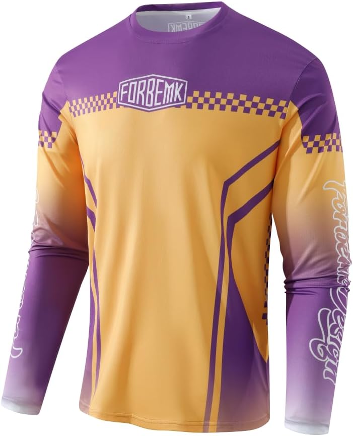FORBEMK Men's Bike Shirts Long Sleeve Quick Dry&Moisture-Wicking Running Hiking Cycling Jerseys Long Sleeve Bicycle Shirt -