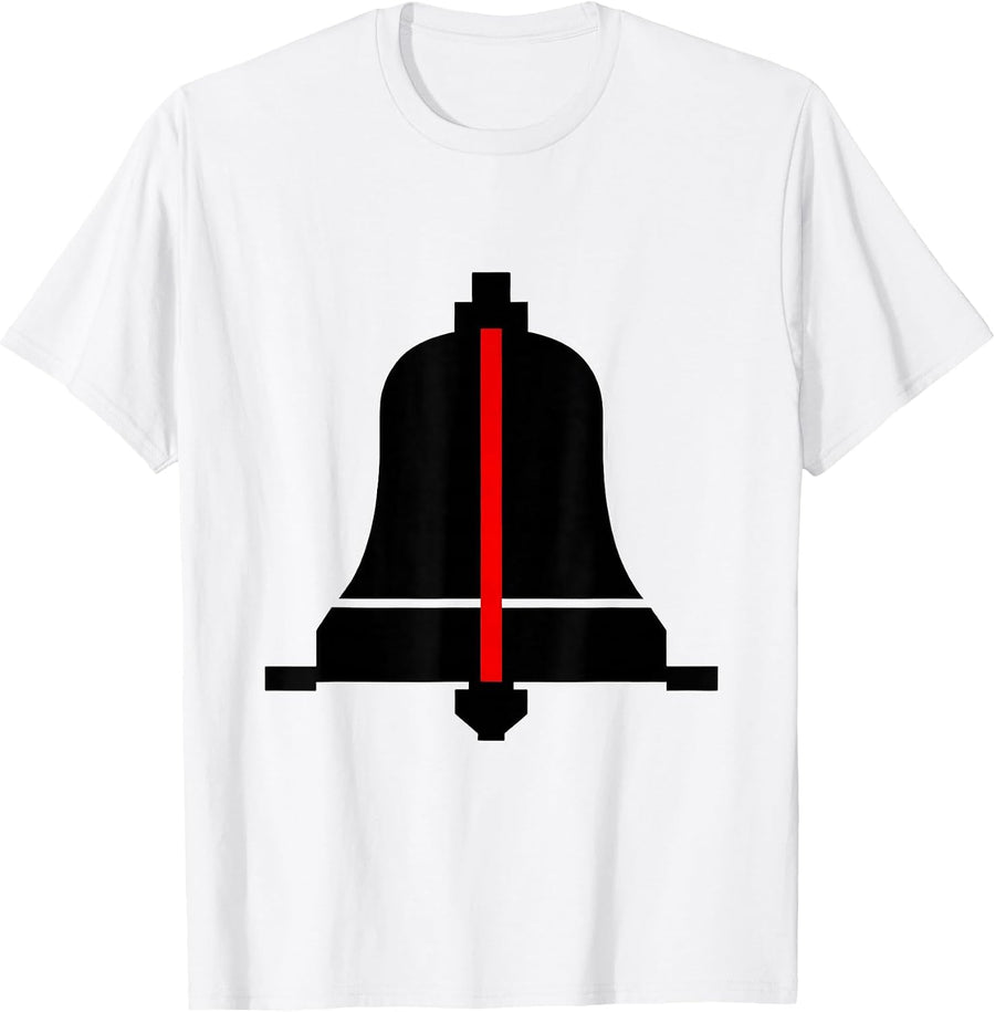Men's Fire Alarm Bell Minimalist Thin Red Line Firefighter T-Shirt - White
