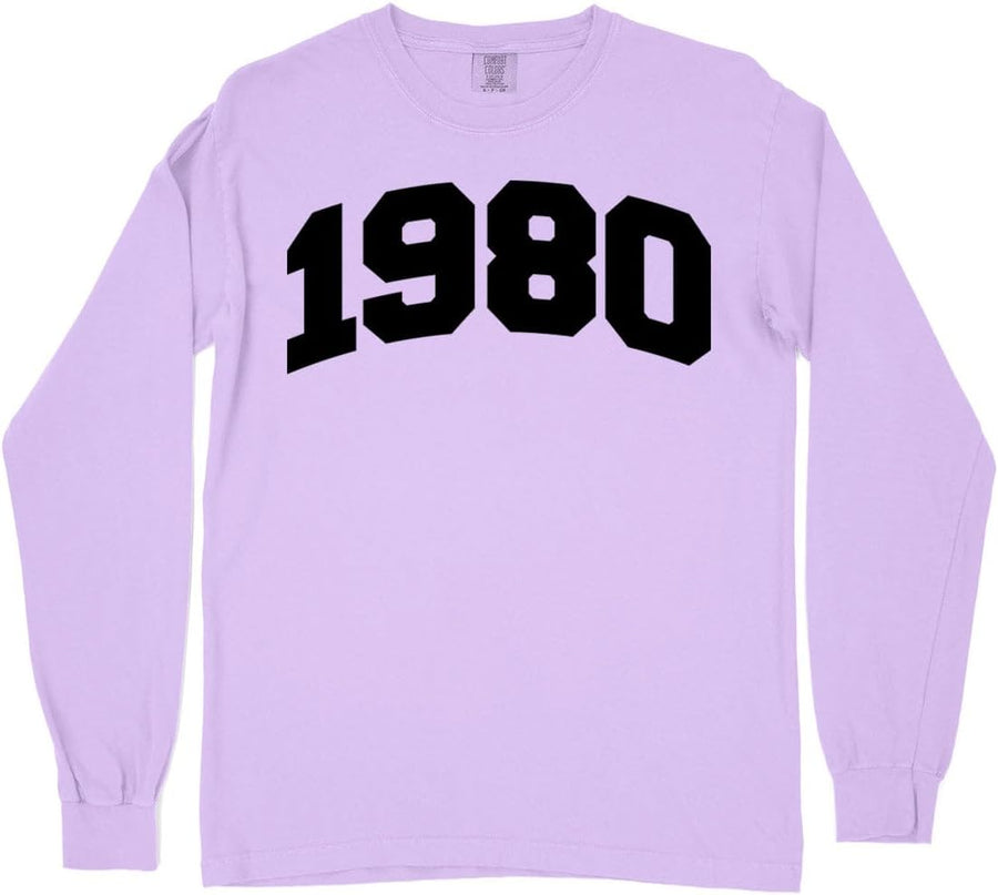 1980 Collegiate Comfort Colors Long Sleeve Tee Unisex - Orchid