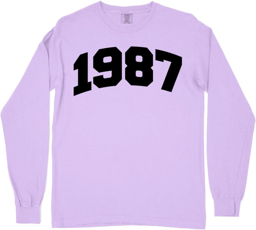 1987 Collegiate Comfort Colors Long Sleeve Tee Unisex - Orchid