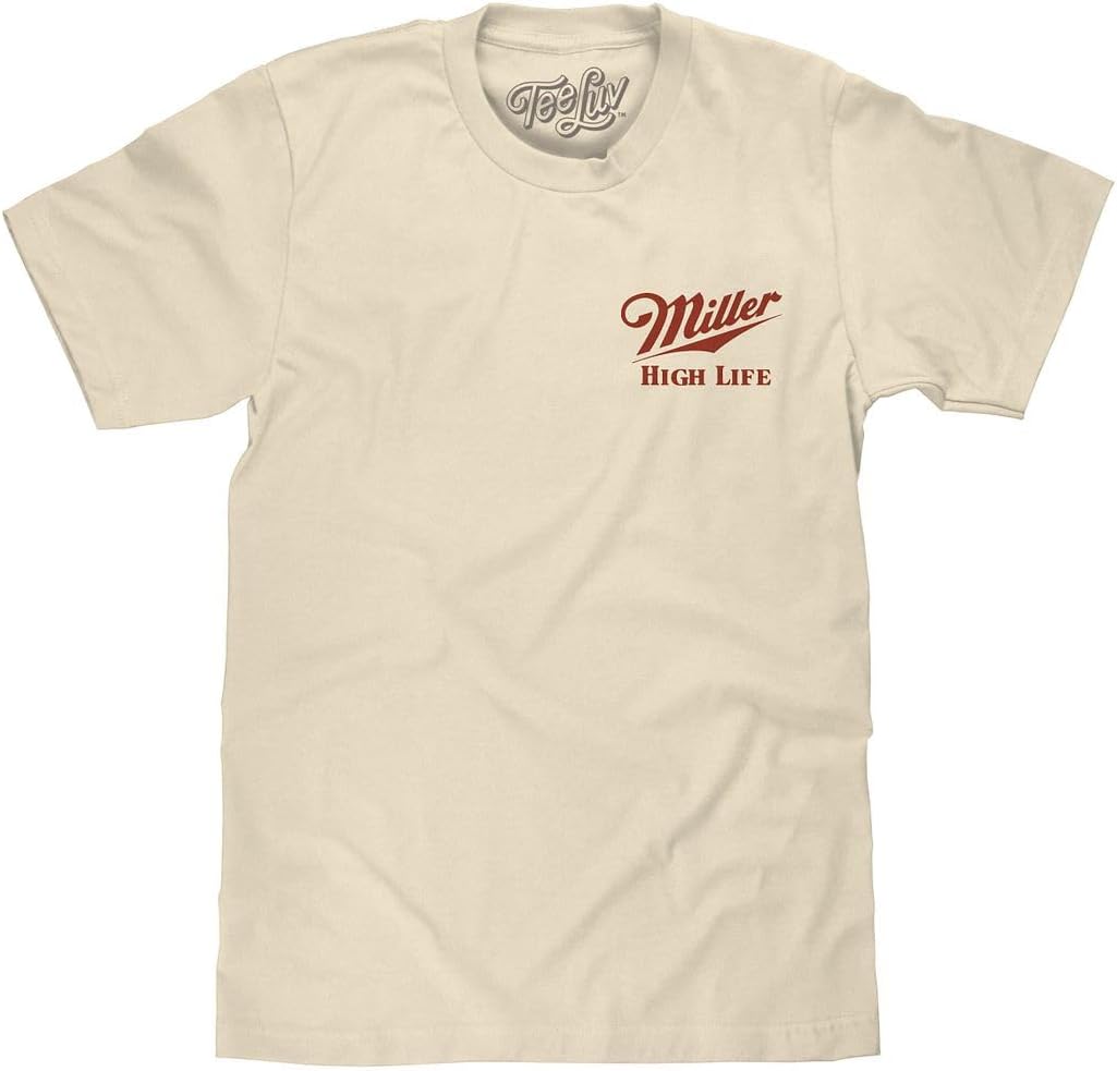Tee Luv Men's Miller High Life The Champagne of Beers Double Sided T-Shirt - As Pictured