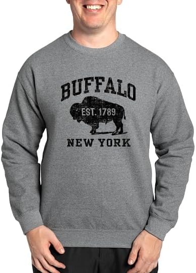 CafePress Buffalo New York Sweatshirt Classic Crew Neck Light Sweatshirt - Graphite Gray