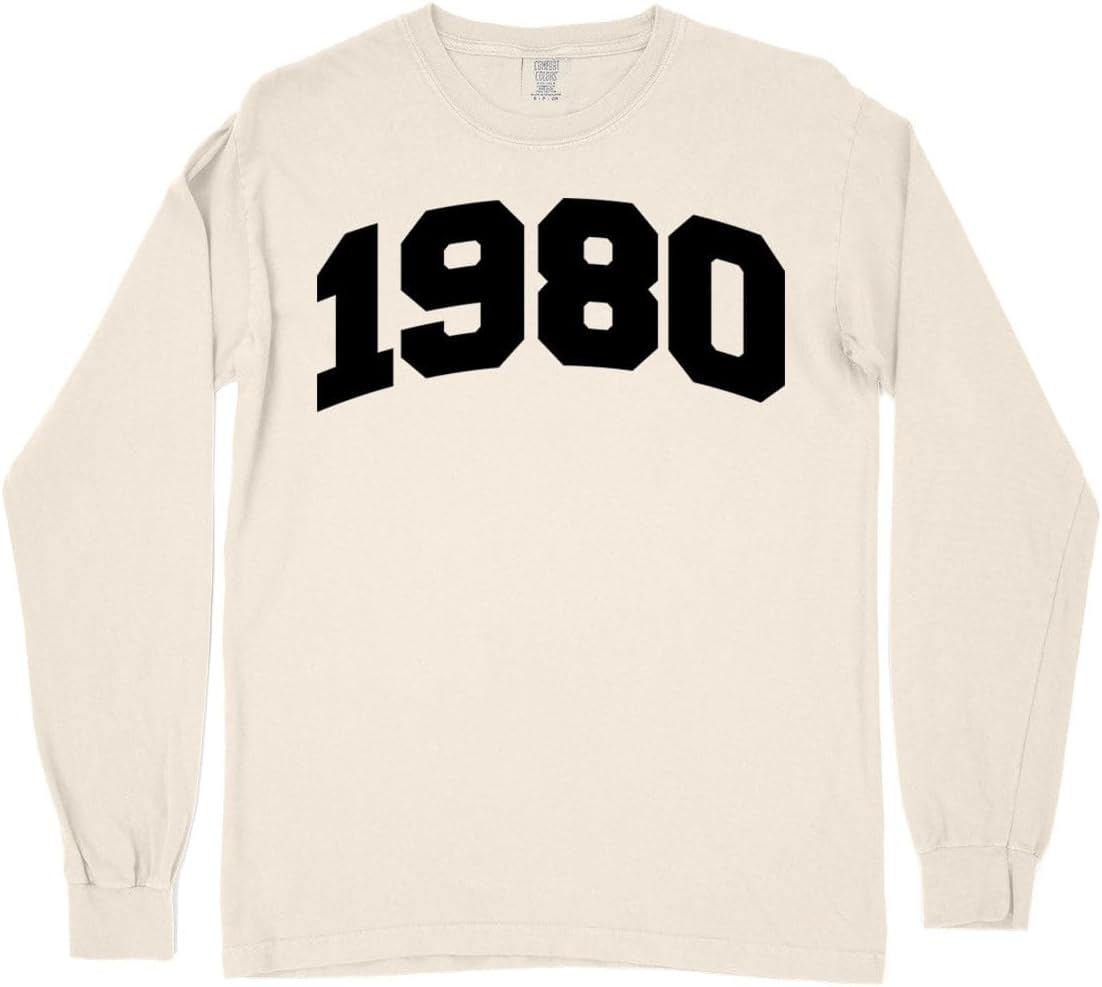 1980 Collegiate Comfort Colors Long Sleeve Tee Unisex - Ivory