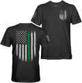 Fantastic Tees American Patriotic USA Flag Men's T-Shirt - Green Line - Black Shirt