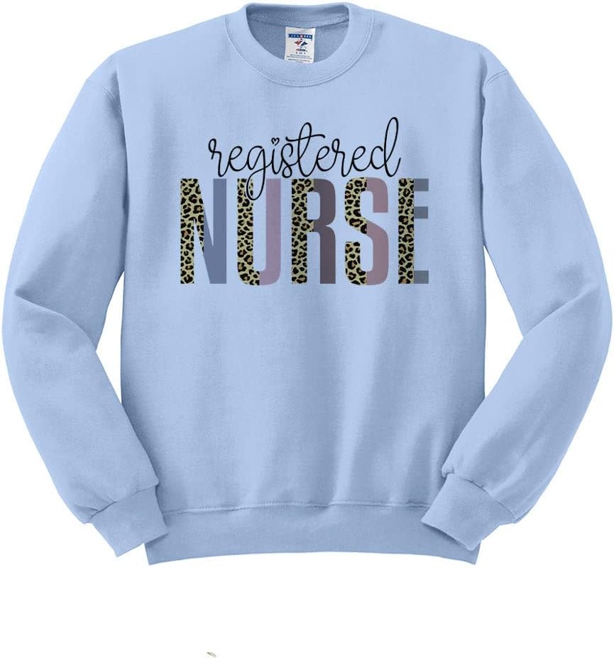 Registered Nurse Leopard Print Sweatshirt Unisex - Light Blue