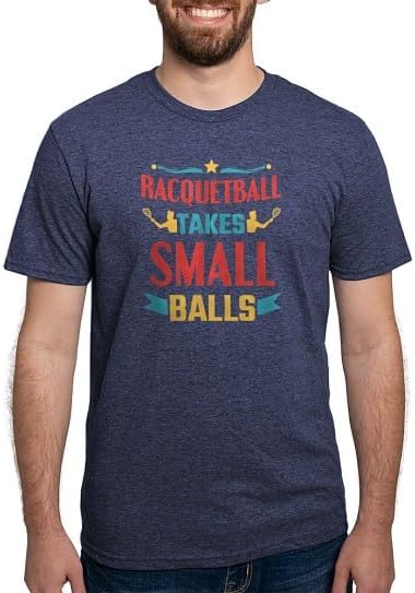 CafePress Racquetball Takes Small Balls Racquetball T Shirt Men's Deluxe Tri-Blend T-Shirt - Heather Navy