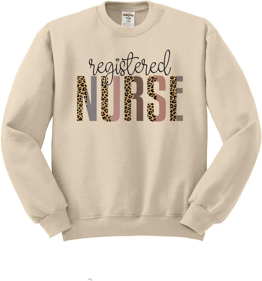 Registered Nurse Leopard Print Sweatshirt Unisex - Sand