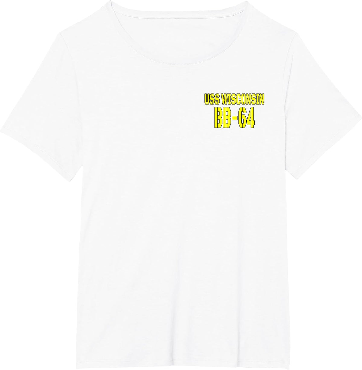 USS Wisconsin BB-64 WW2 Battleship Warship Front&Back T-Shirt - White