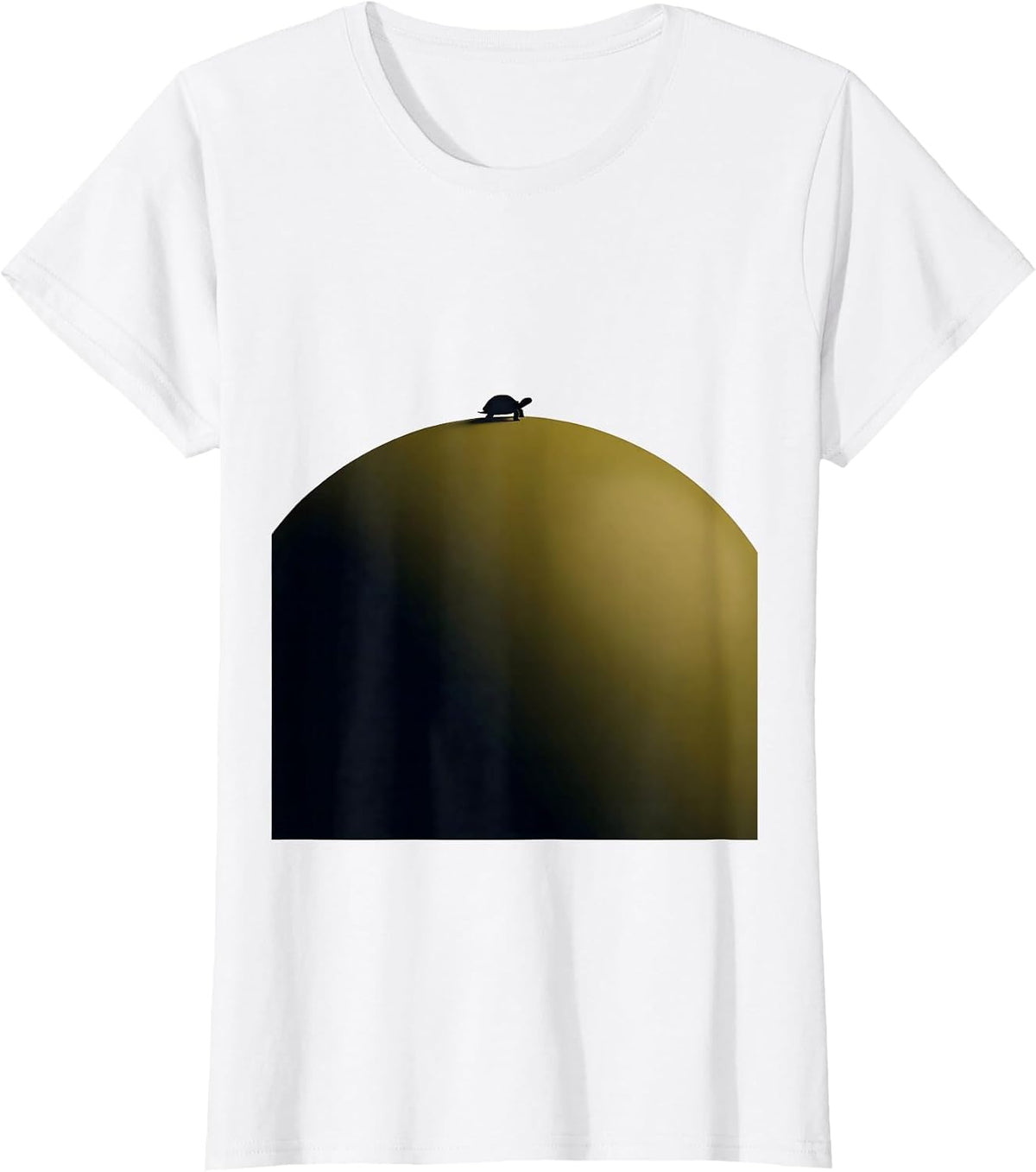 Women's Tiny Turtle Big Tortoise Shell Funny Animal Art T-Shirt - White