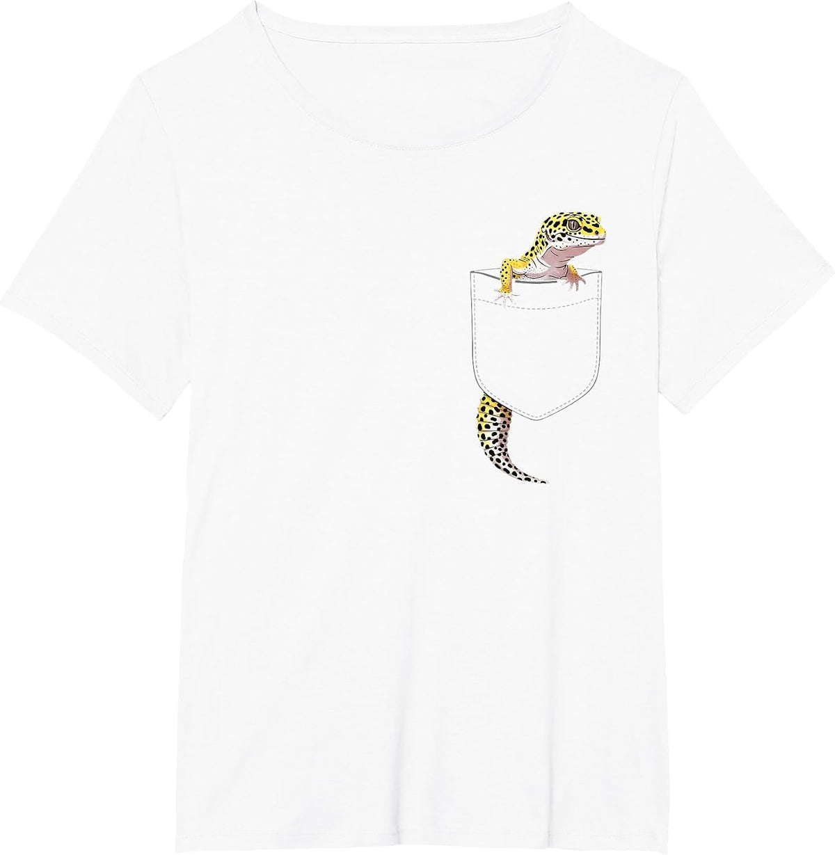 Cute Lizard Reptile Leopard Gecko Costume Pocket Men Women T-Shirt - White