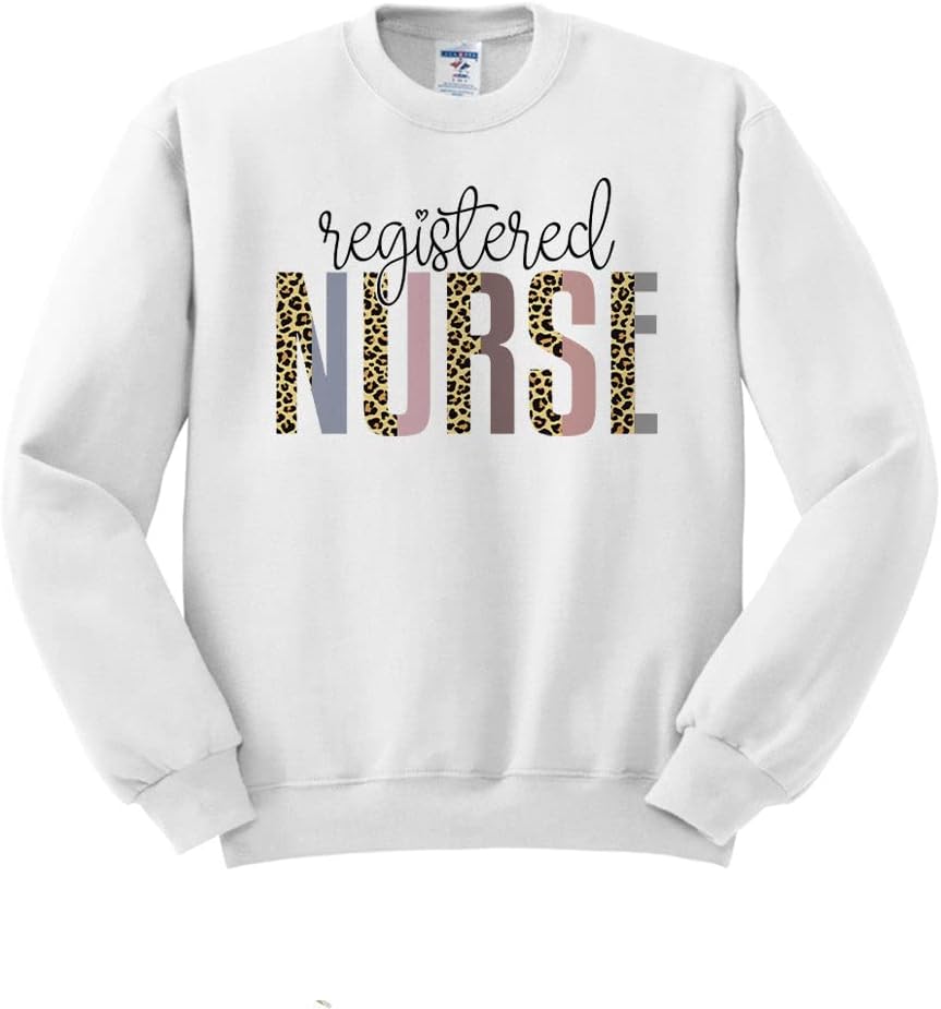 Registered Nurse Leopard Print Sweatshirt Unisex - White
