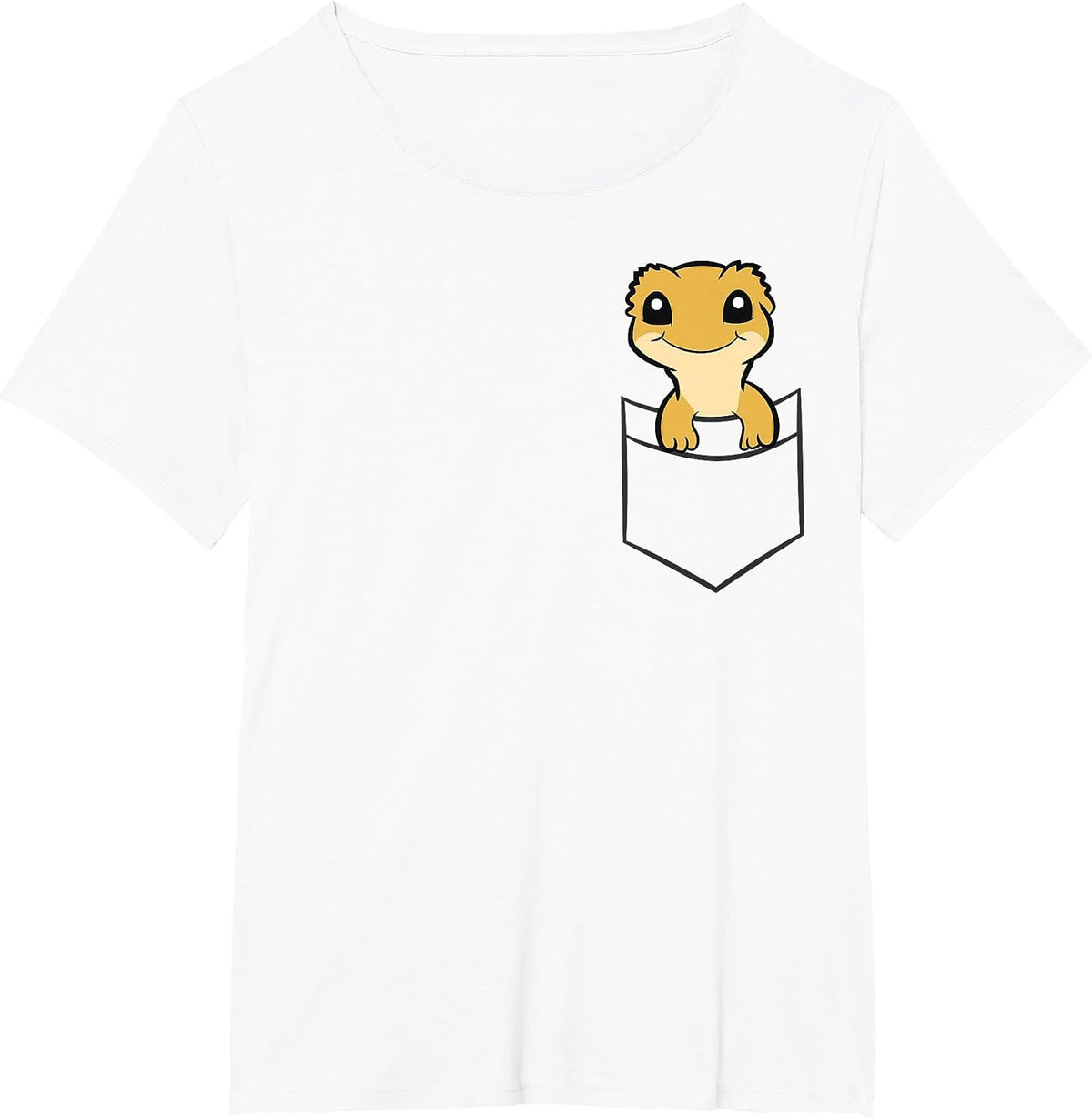Crested Gecko in a Pocket Funny Pocket Crested Gecko T-Shirt - White