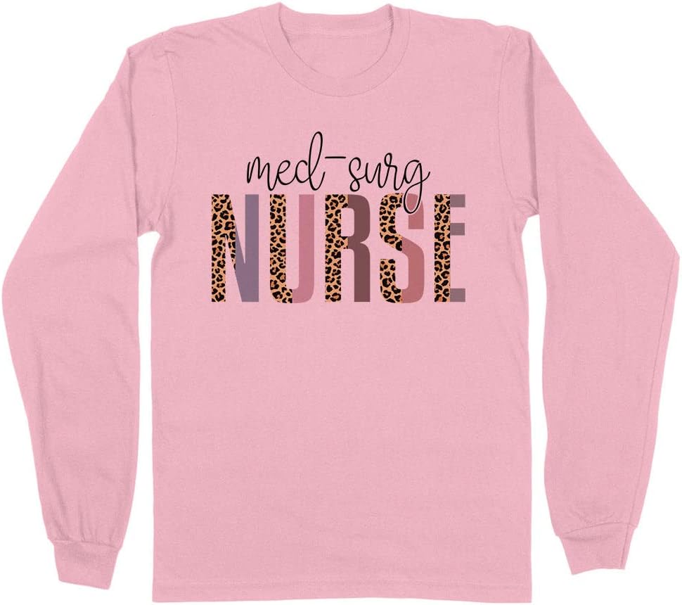 Med Surg Nurse Leopard Print Long Sleeve Shirt Unisex - Pink