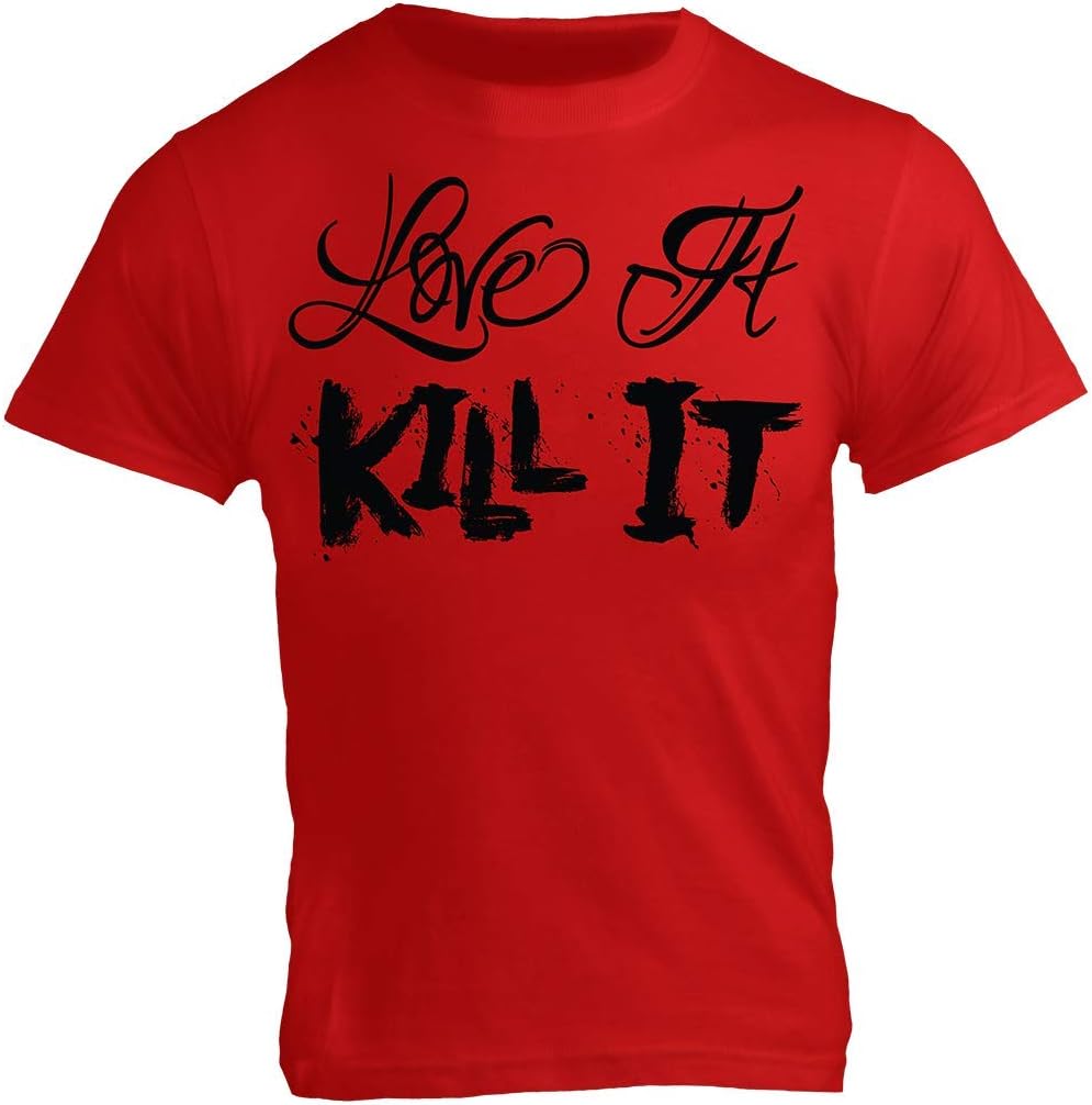 5% Nutrition Rich Piana Weightlifting Workout T-Shirt Gym Tee Muscle Shirt Cotton - Red Love It Kill It
