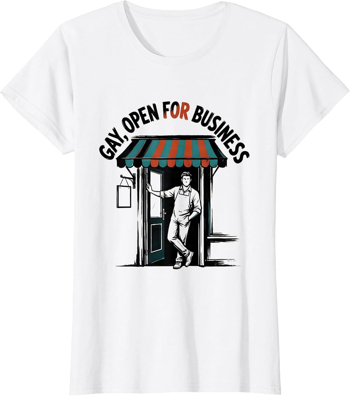 Women's Gay Open For Business Funny LGBTQ Pride Identity Humor T-Shirt - White