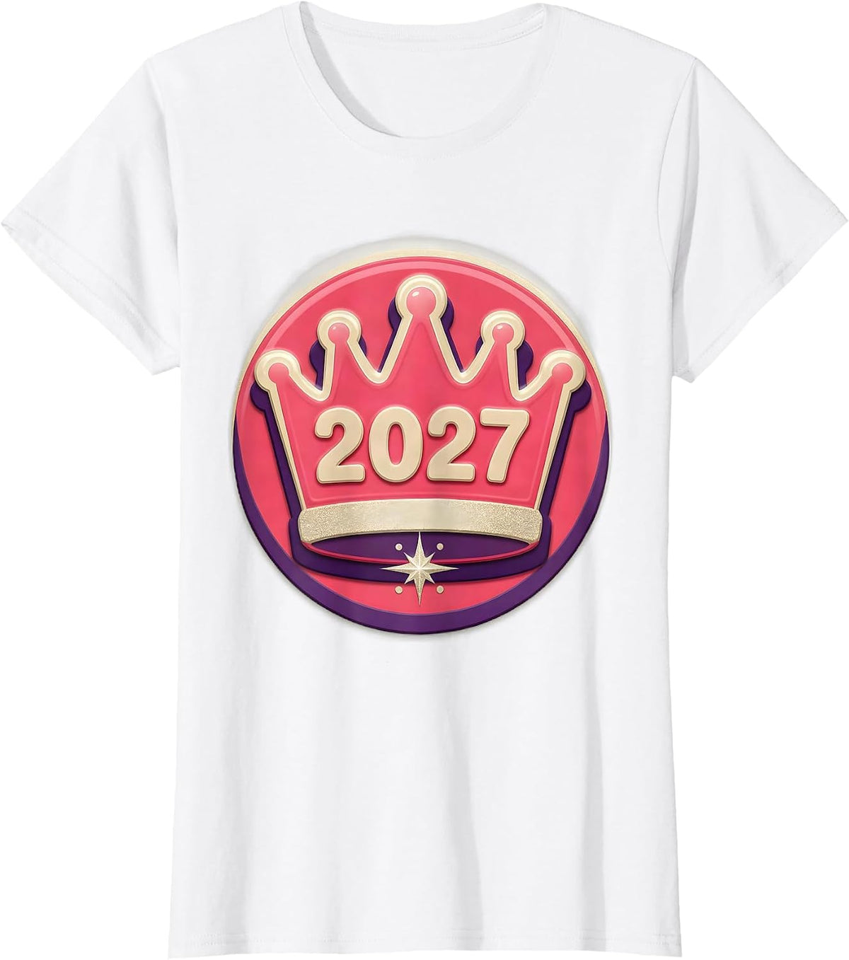 Rounded Party Crown 2027 Gummy Jelly Pop Girls New Year T-Shirt - White