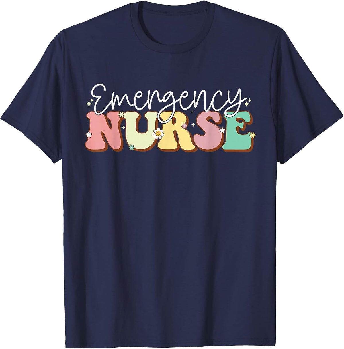 Groovy Er Nurse Emergency Room Nurse Nursing T-Shirt - Navy Blue