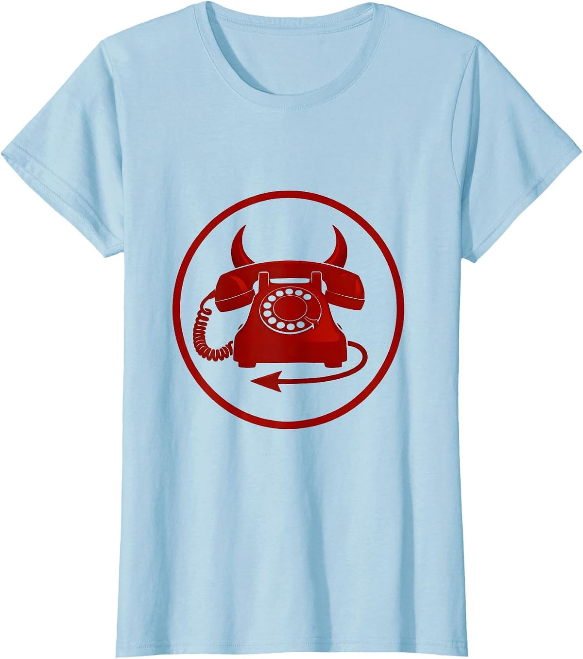 Vintage Devil Phone Retro Dark Humor Graphic T-Shirt - Baby Blue