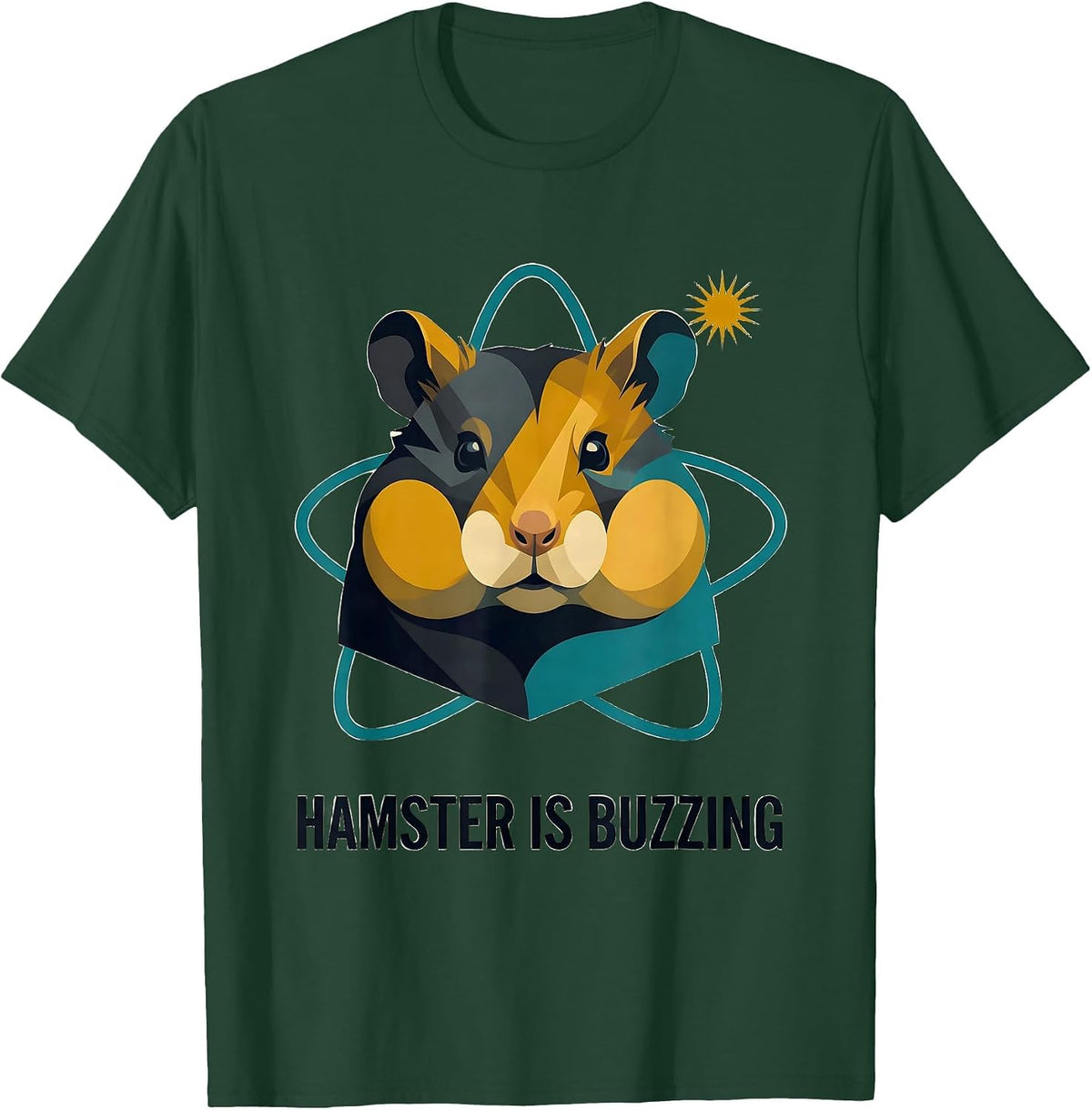 Hamster Is Buzzing Midcentury Modern Pet Lover Humor T-Shirt - Dark Green