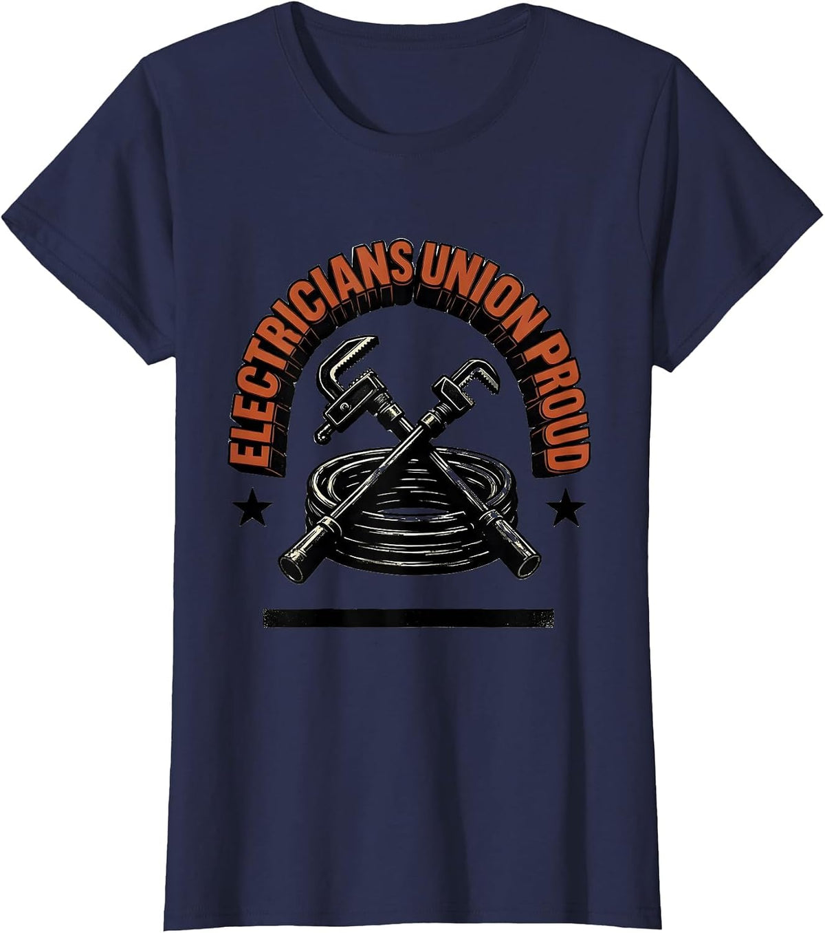 Women's Electricians Union Proud Skilled Trades Worker Labor T-Shirt - Navy Blue