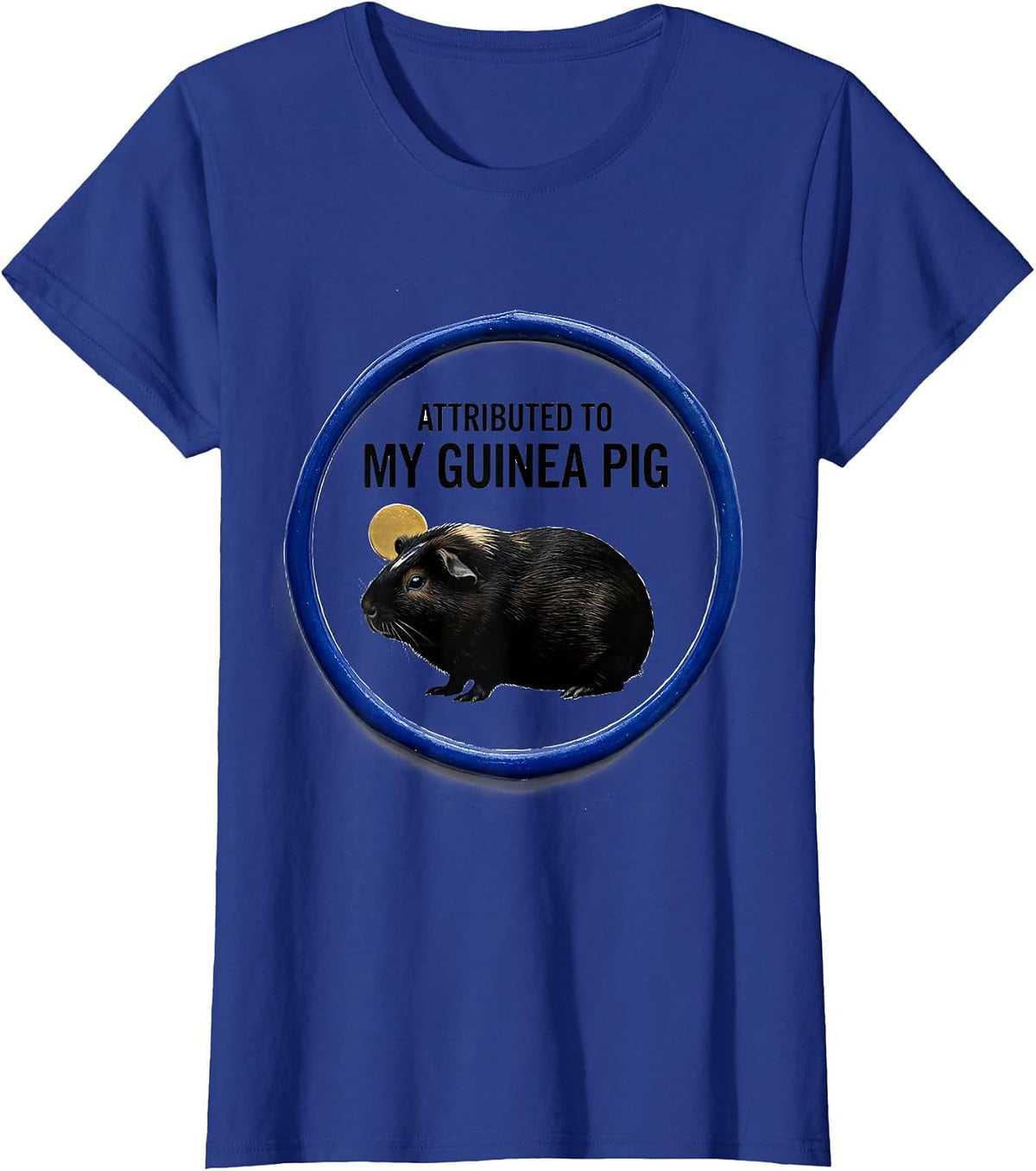 Women's Attributed To My Guinea Pig Pet Lover Art Portrait T-Shirt - Royal Blue