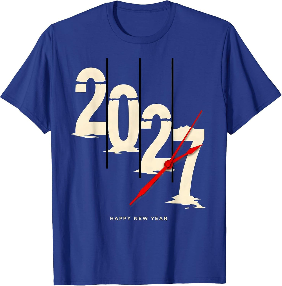 Happy New Year 2027 Stencil Graphic Novelty Party Wear T-Shirt - Royal Blue