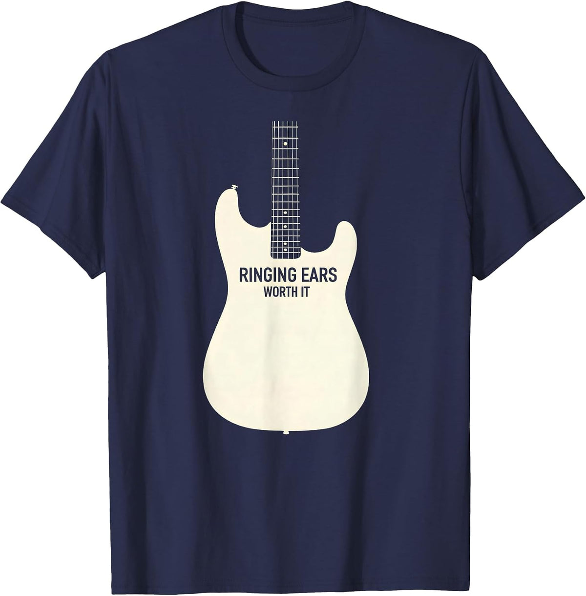Ringing Ears Worth It Concert Music Design T-Shirt - Navy Blue