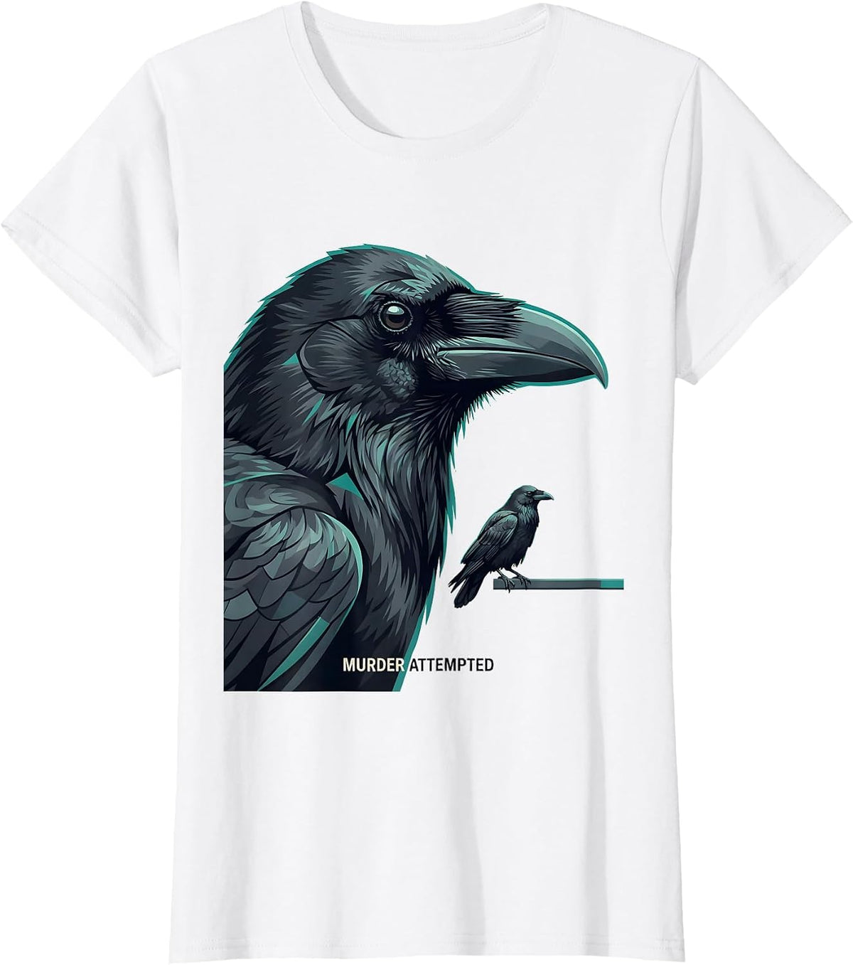 Women's Murder Attempted Flat Vector Dark Humor Crow Lover Gift T-Shirt - White
