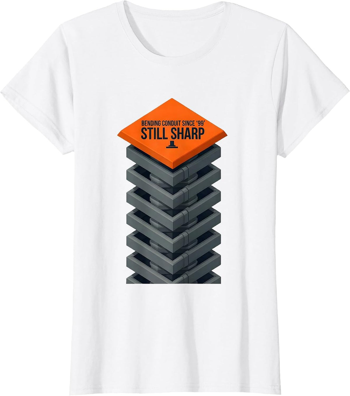 Women's Bending Conduit Since '99, Still Sharp Funny Electrician T-Shirt - White