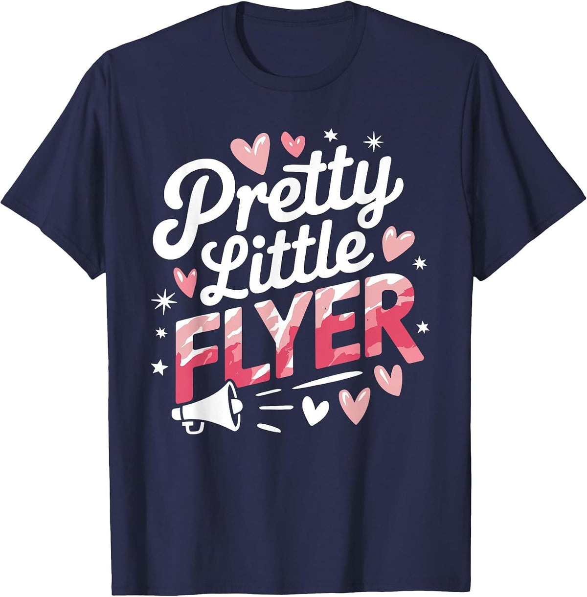 Pretty Little Flyer, Cheering Cheerleader Cheerleading T-Shirt - Navy Blue