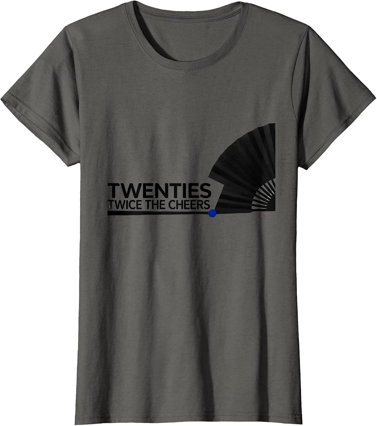 Women's Twenties Twice The Cheers Vintage 1920s Roaring Party T-Shirt - Asphalt Grey