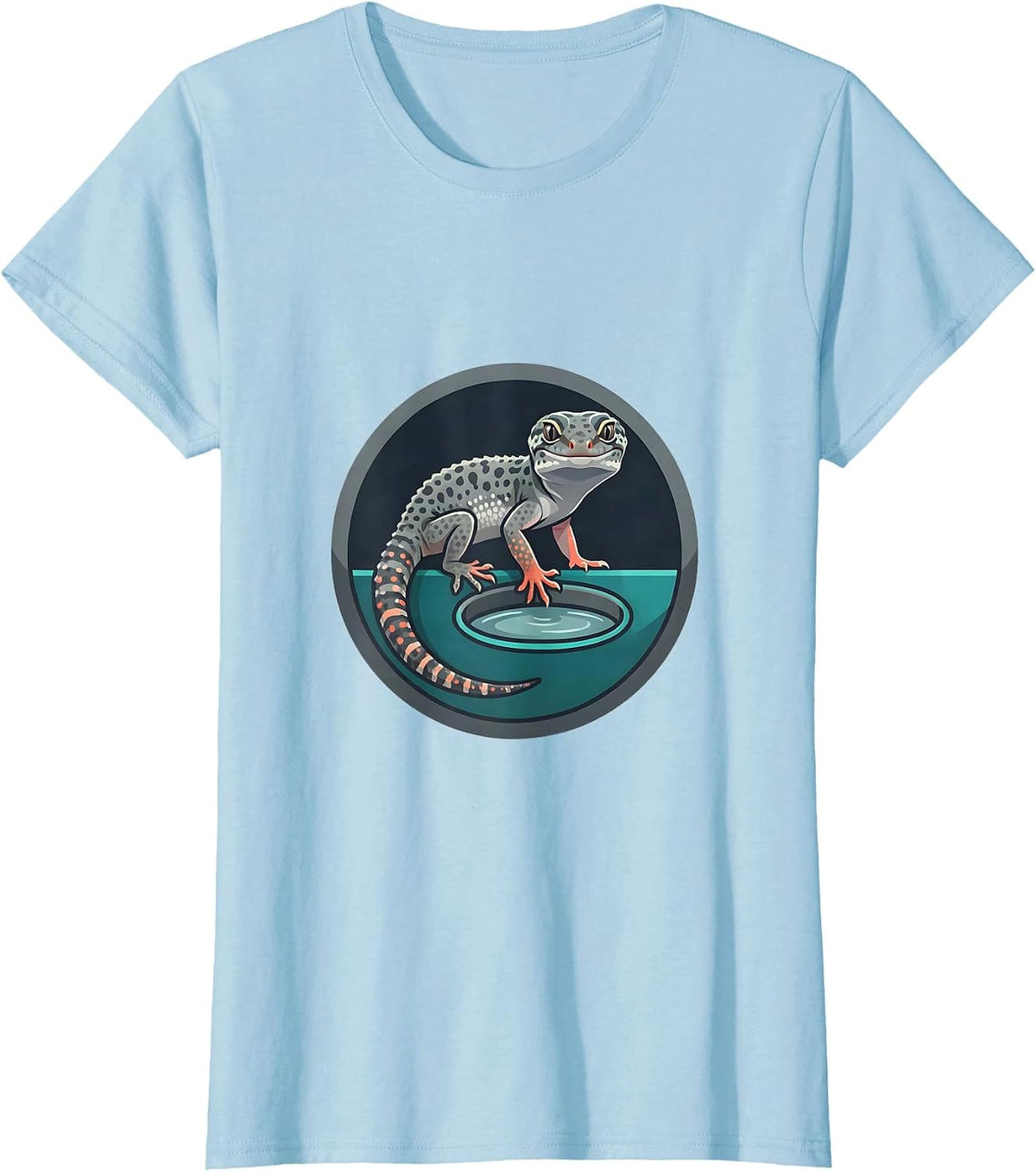 Women's Leopard Gecko Pet Reptile Lover Humor Casual Gift T-Shirt - Baby Blue